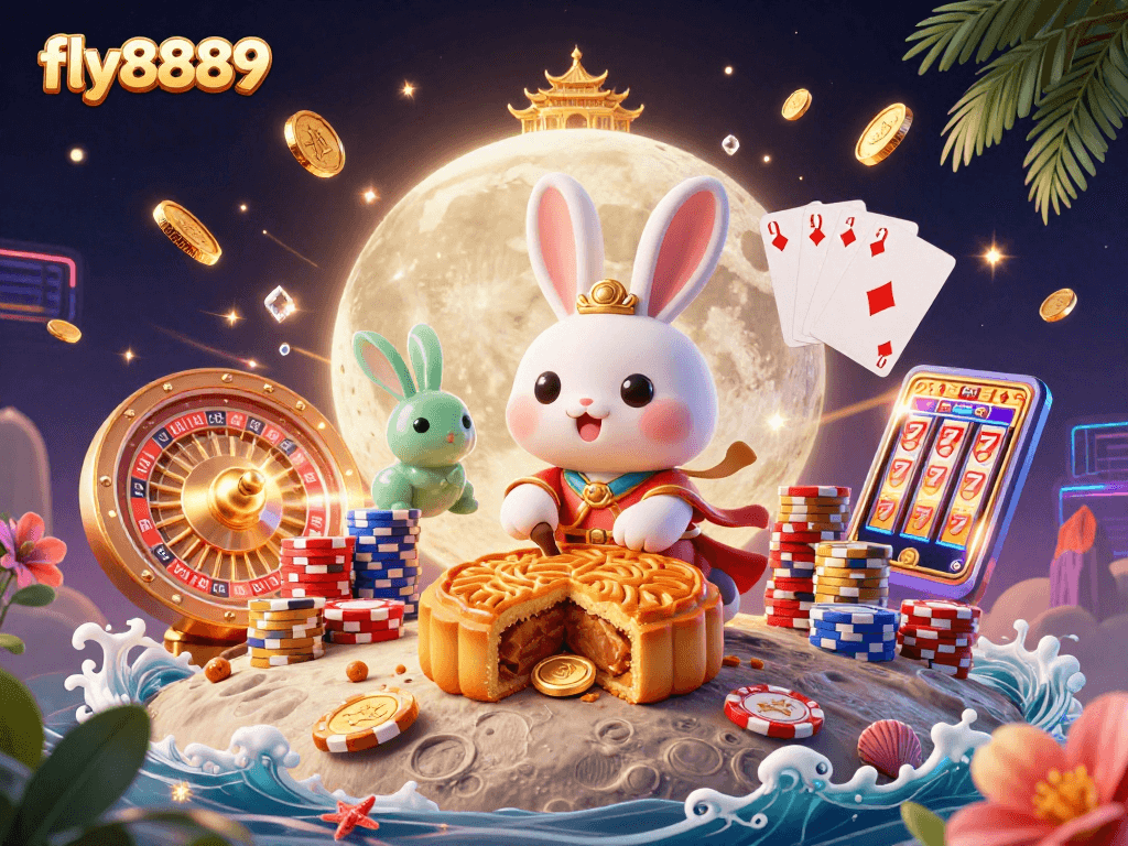 Experience the excitement of fly8889 as moon rabbits engage in thrilling casino action.