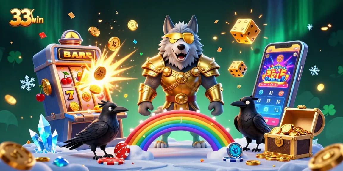 Win big at 33win with a vibrant 3D casino illustration showcasing thrilling gaming elements.