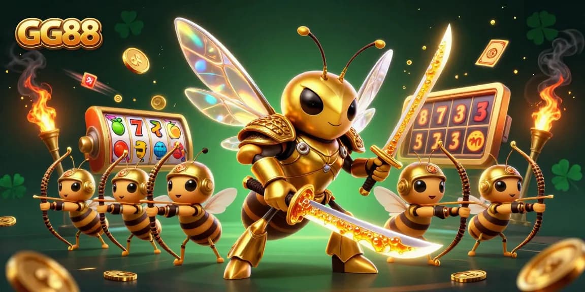 Participate in thrilling casino games with GG88's vibrant 3D gambling illustration featuring unique characters and elements.
