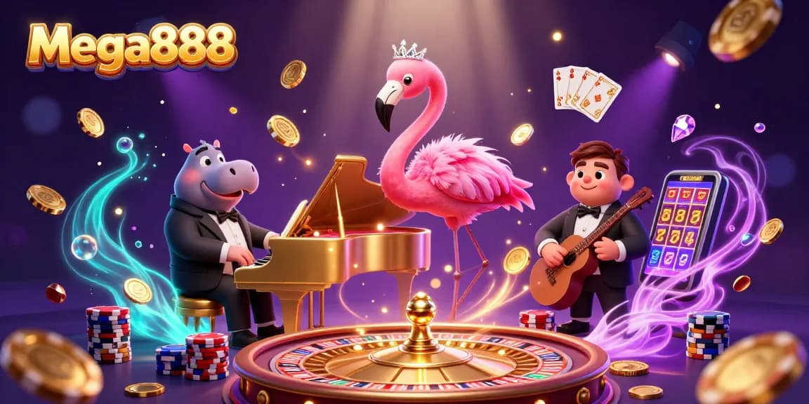 Pemain Mega888 mencuba peruntukan jackpot dalam suasana kasino yang meriah dan penuh kehidupan.