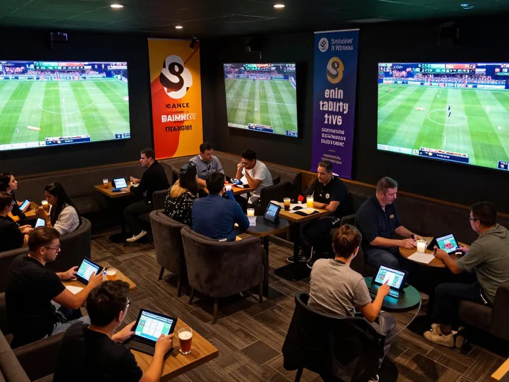 Kèo nhà cái 5 insights during sports betting action with fans analyzing odds and matches dynamically.