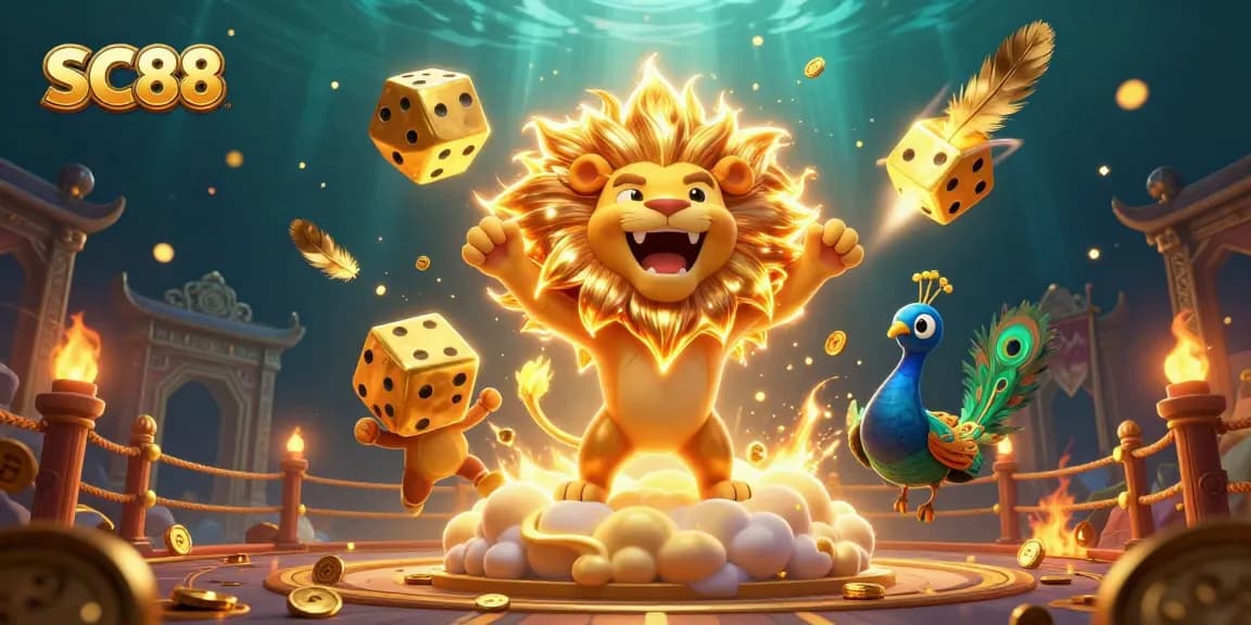 Experience dynamic gaming action with SC88 by vibrant characters surrounded by casino elements.