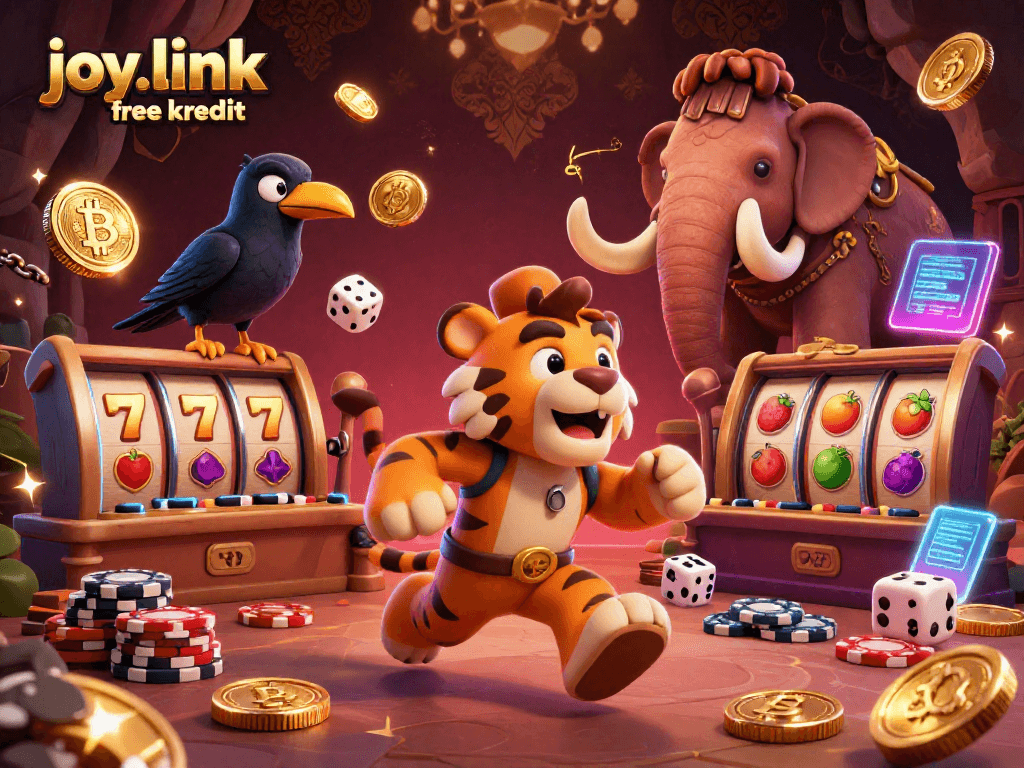 Win big with joy.link free kredit at a prehistoric casino featuring a caveman and sabertooth duo!