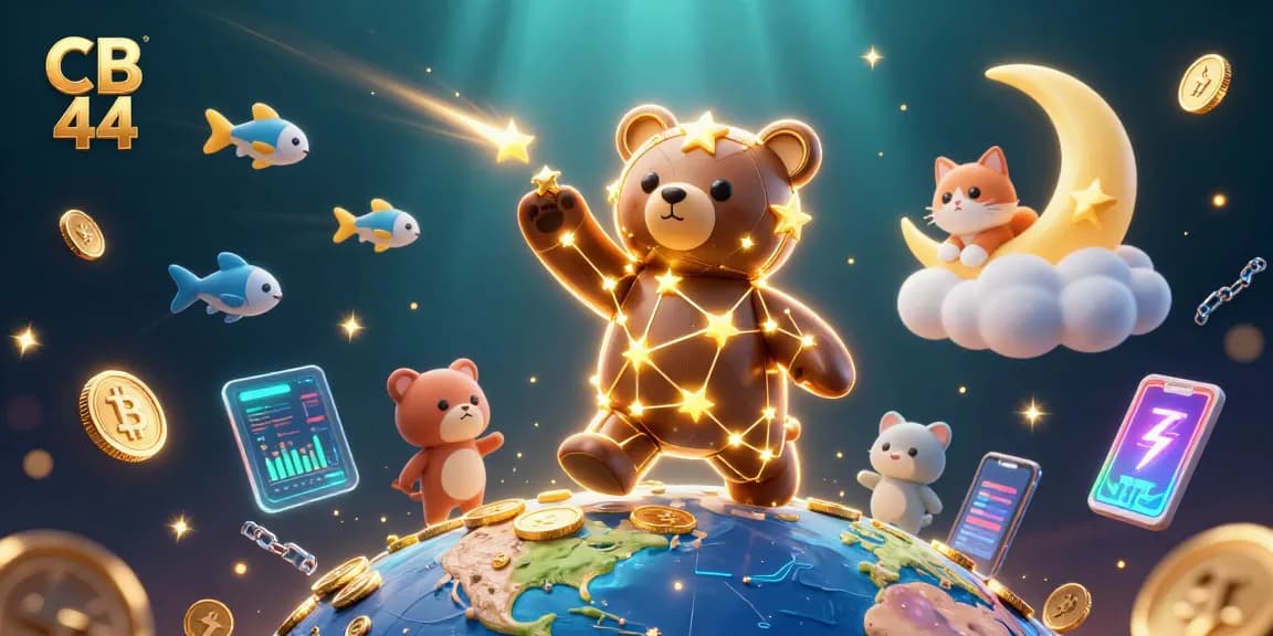 Experience winning at CB 44 with vibrant 3D casino elements and animated characters.