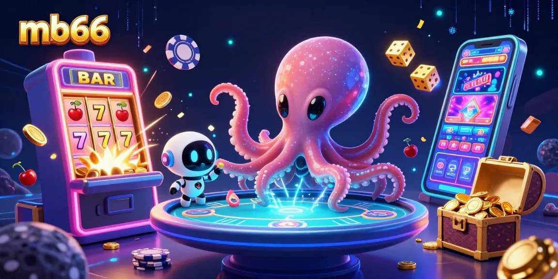 Experience thrilling games at mb66 with our vibrant cosmic casino scene featuring jackpot excitement and alien fun.