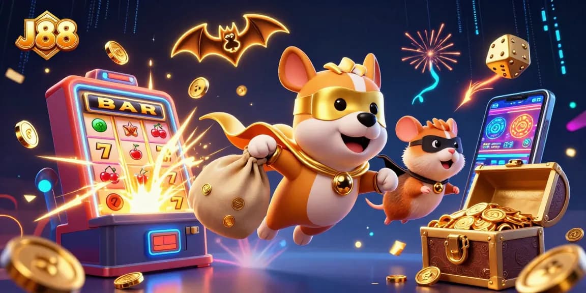 Experience thrilling moments with J88 in this vibrant casino scene packed with action and fun.