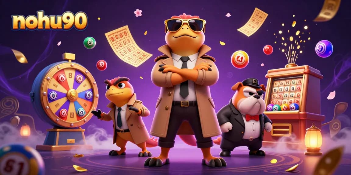 Engage with nohu90 in a vibrant lottery scene featuring raptors in disguise with fun casino elements.