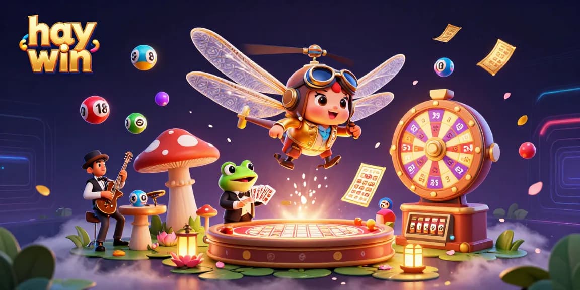 Join the excitement at Hay Win's vibrant casino scene with thrilling games and lively characters.
