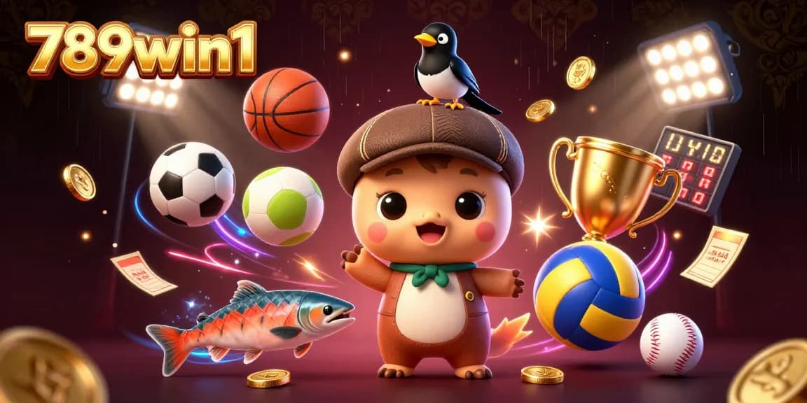 Experience the thrill of sports betting at 789win1 with dynamic 3D characters and vibrant casino elements.