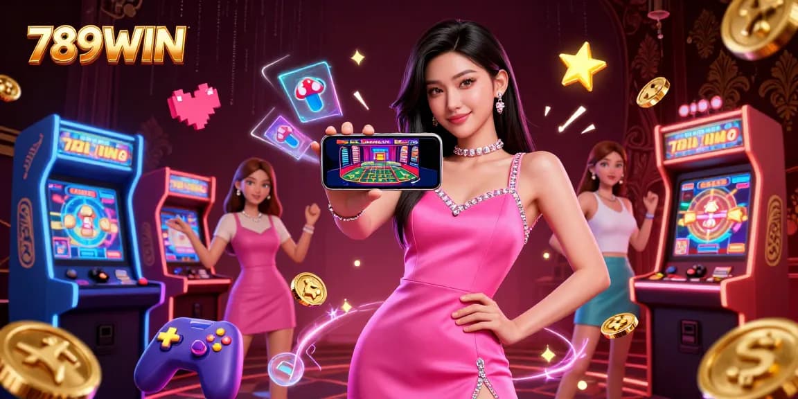 Play live dealer games at 789WIN featuring a stunning Asian woman showcasing a vibrant casino atmosphere.