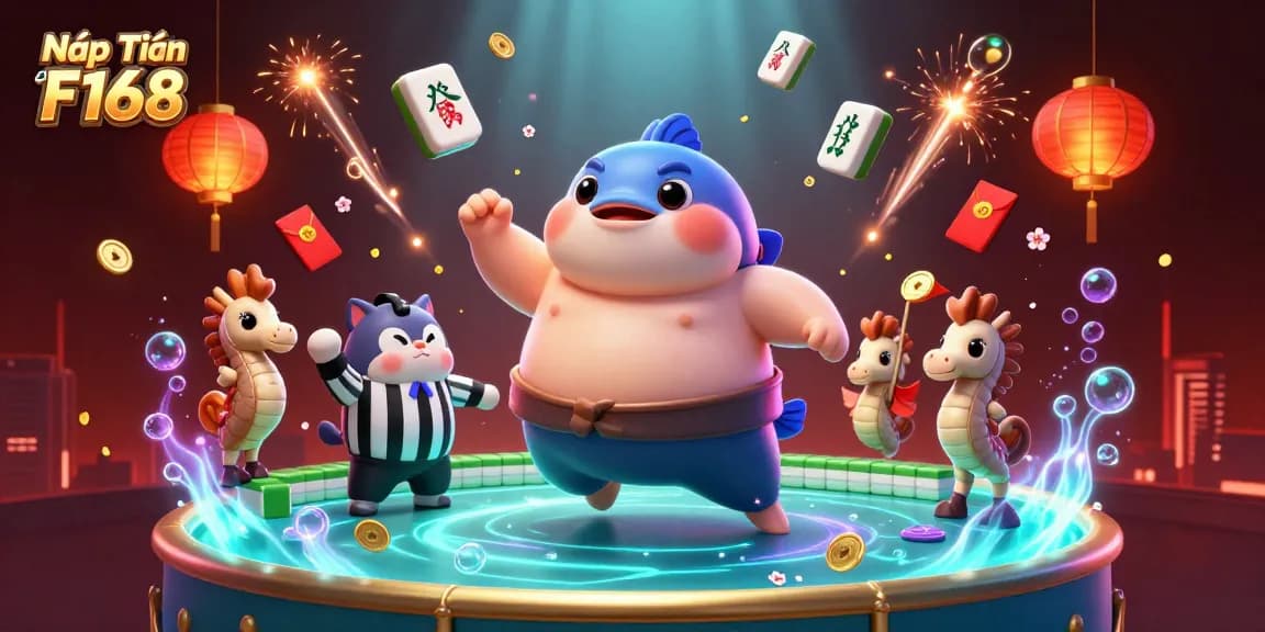 Nạp Tiền F168 with a vivid underwater scene featuring a fugu and casino elements for engaging gambling visuals