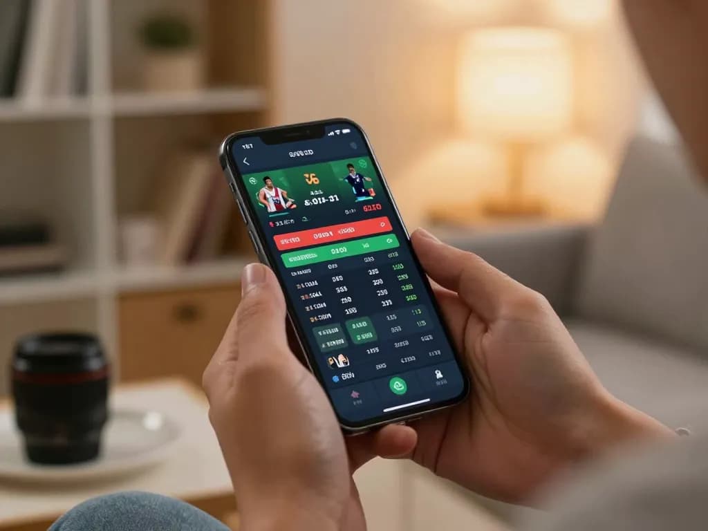 Engaging CM88 mobile sports betting session during home gaming.