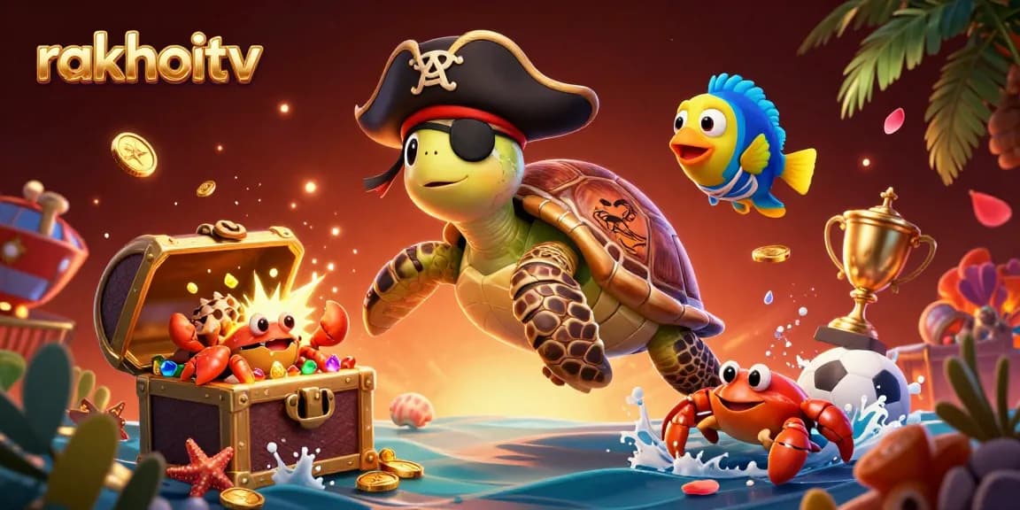 Experience thrilling sports betting excitement with rakhoitv's vibrant underwater adventure featuring a pirate turtle.