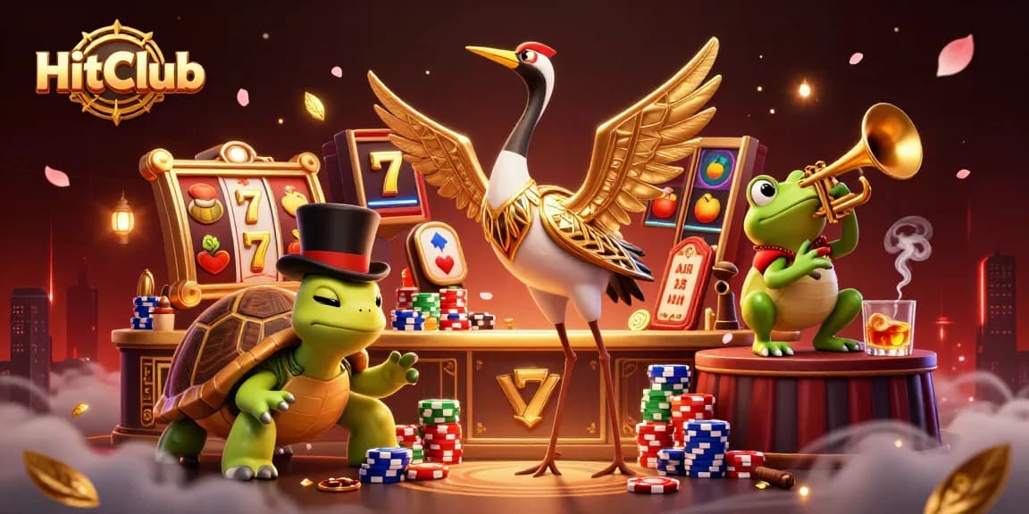 Engage in gaming excitement at HitClub with vibrant slot and poker elements.