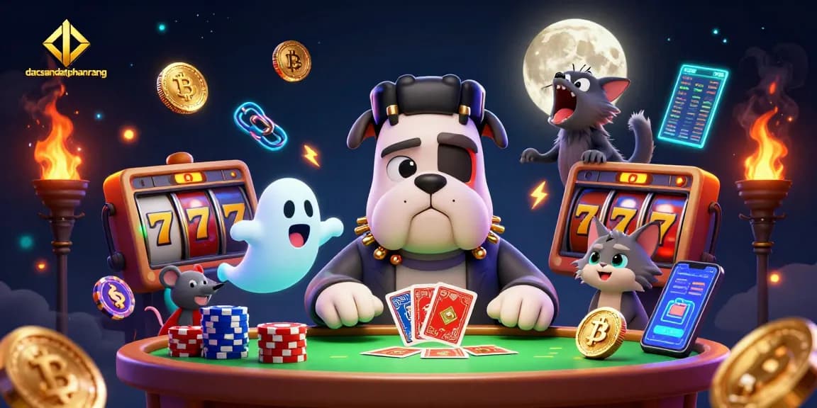 Engage with dacsandatphanrang in a vibrant 3D casino scene featuring unique characters and game elements.