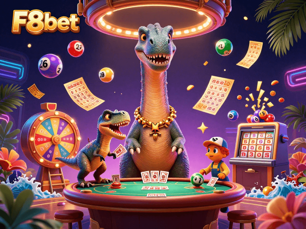 Experience excitement at F8bet with a dynamic poker scene featuring whimsical characters.