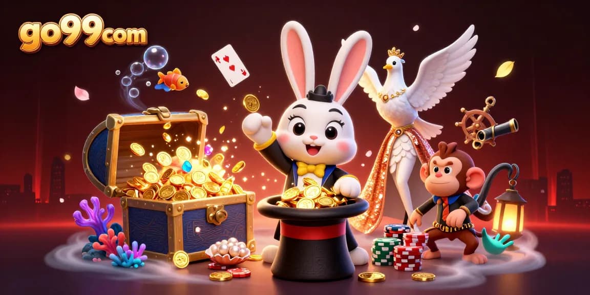 Experience thrilling gameplay at go99com, showcasing a vibrant casino scene filled with magic and excitement.