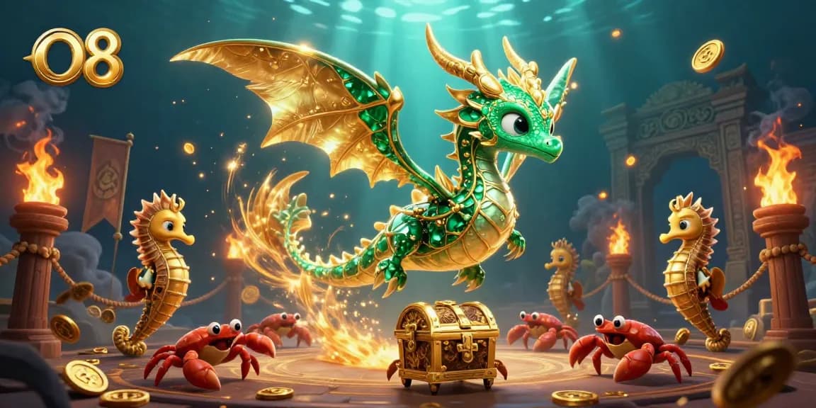 O8 takes players on a vivid underwater journey with a captivating sea dragon in a dynamic casino scene.