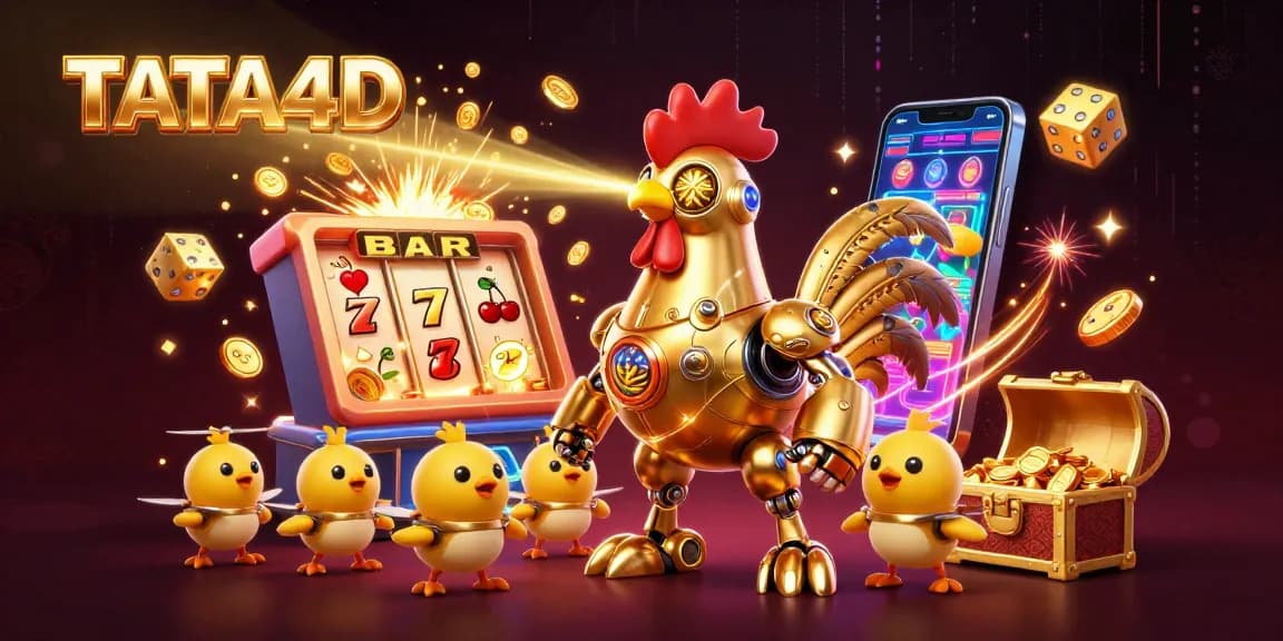Experience the excitement of TATA4D with a dazzling jackpot explosion and vibrant casino elements.