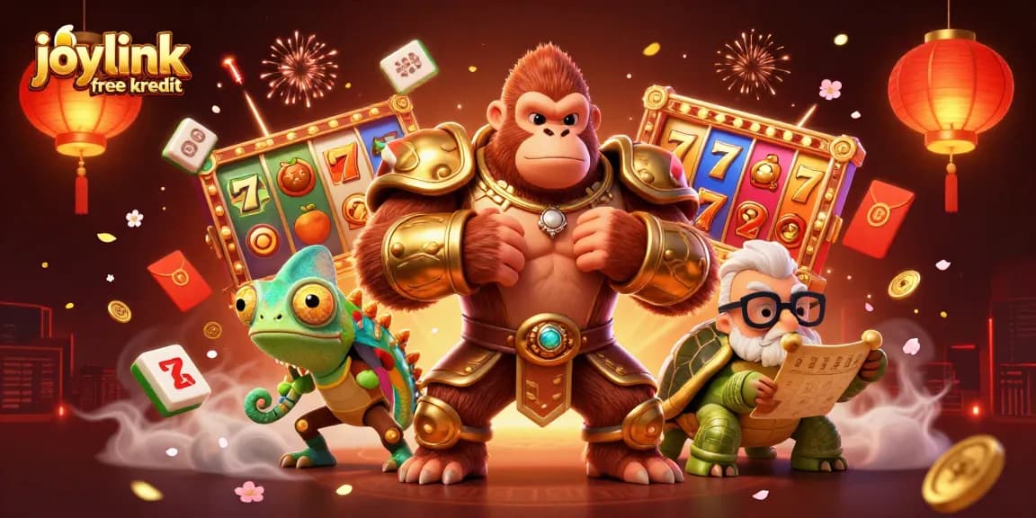 Experience thrilling gameplay with joylink free kredit offers and vibrant casino elements in a dynamic scene.