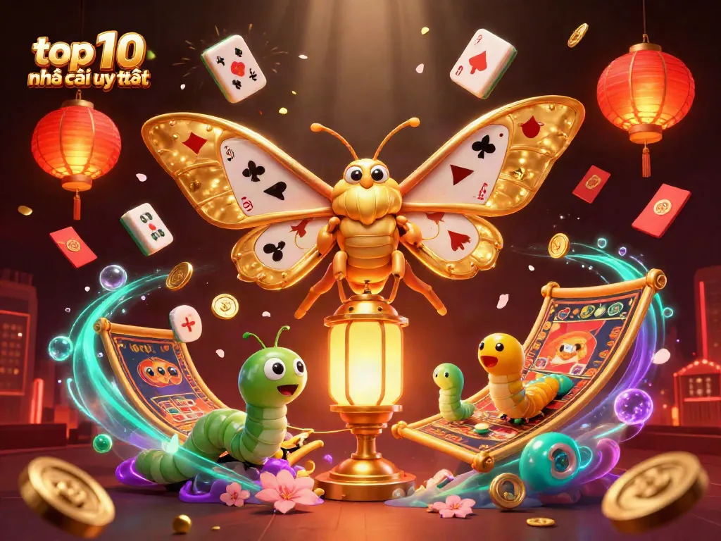 Engaging scene illustrating top 10 nhà cái uy tín with vibrant casino elements and dynamic characters.