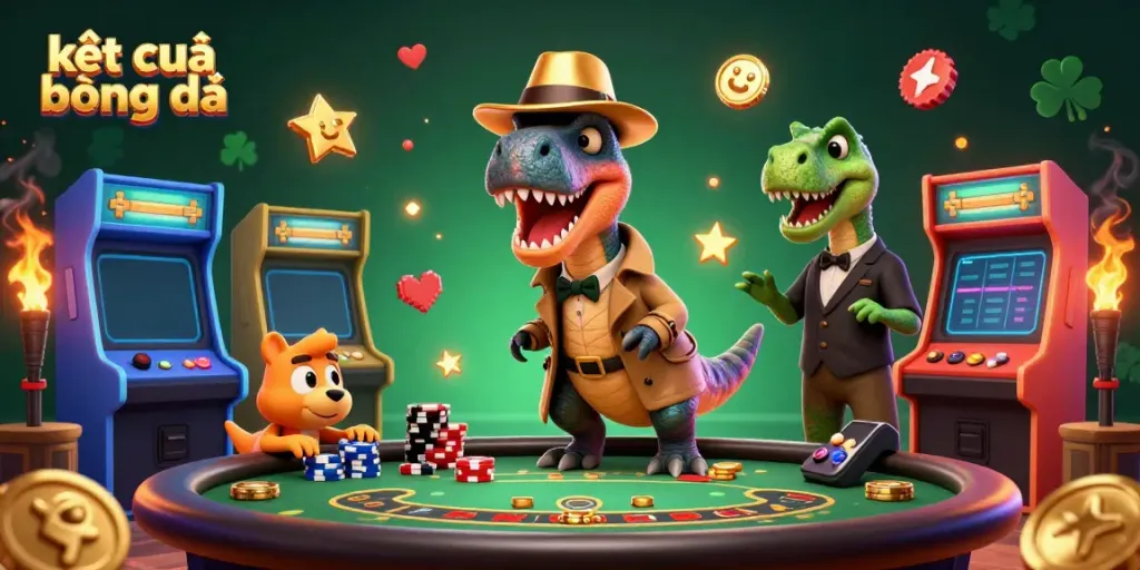 Engage with kết quả bóng đá in a thrilling scene featuring a velociraptor card counter and casino dynamics.