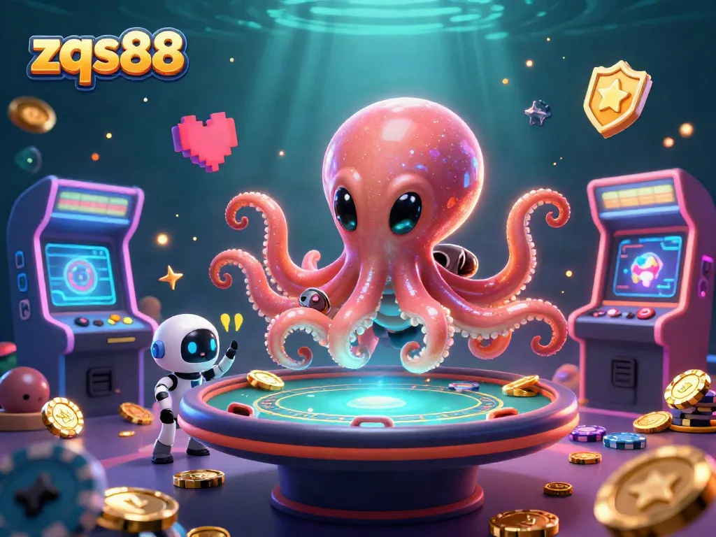 Engage in exciting poker action with zqs88's vibrant alien characters at a holographic table.
