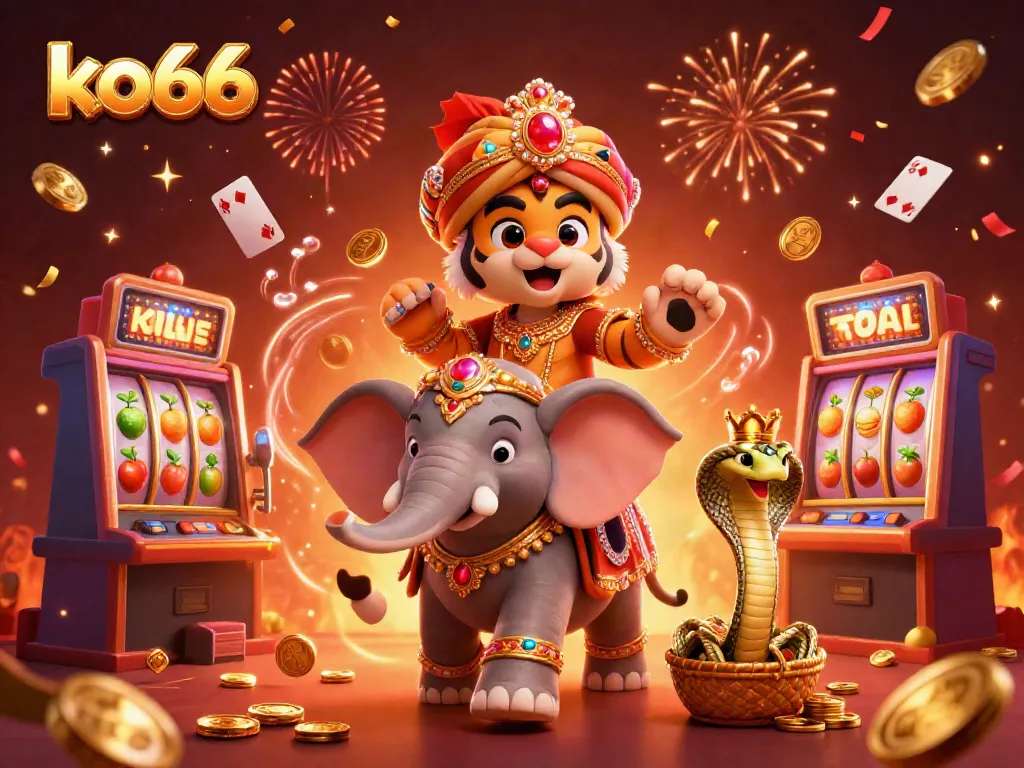 Experience thrilling slots at ko66 with vibrant, jewel-encrusted characters and dynamic game elements in an exciting casino atmosphere.