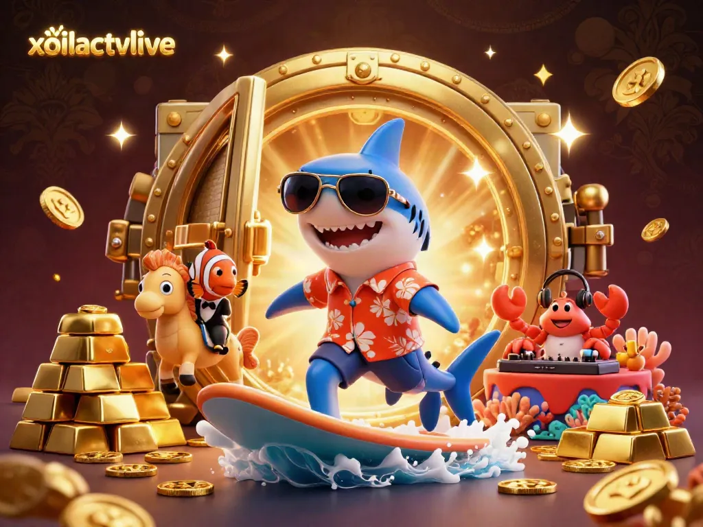 Experience thrilling gameplay with the vibrant scene of xoilactvlive showcasing a shark and friends in a casino atmosphere.
