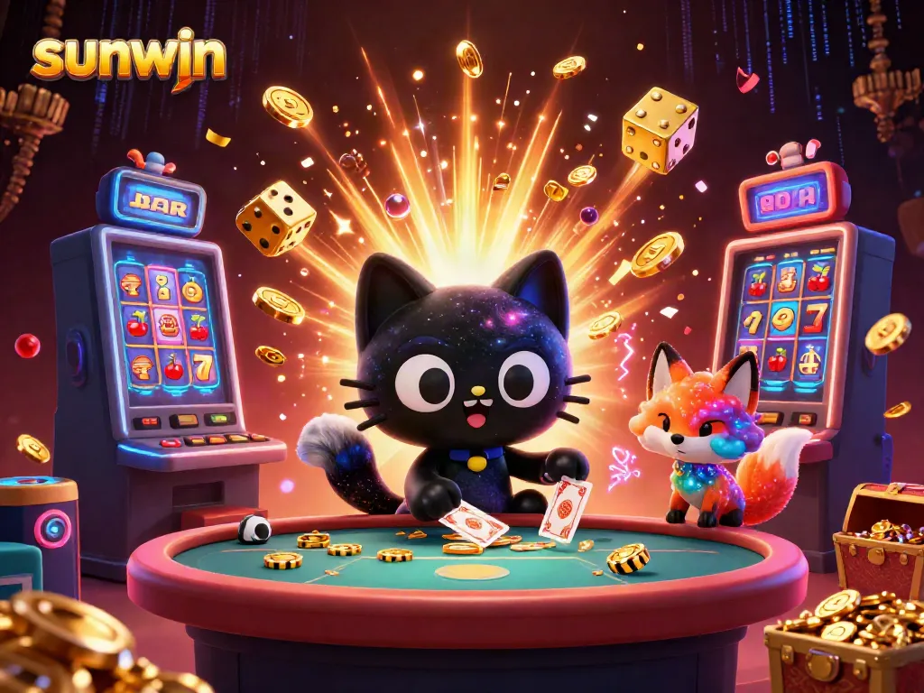 Experience the thrill of winning at sunwin with a cosmic casino scene featuring exciting game elements.