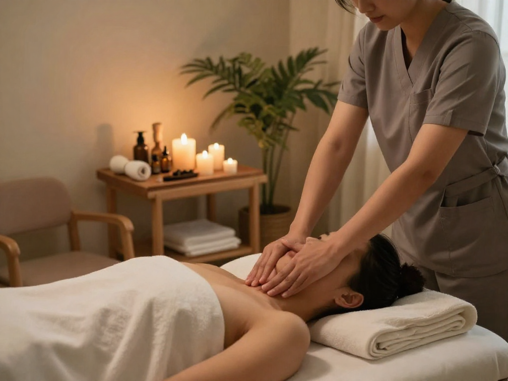 Premium 출장마사지 experience with a therapist providing soothing techniques in a tranquil home setting.