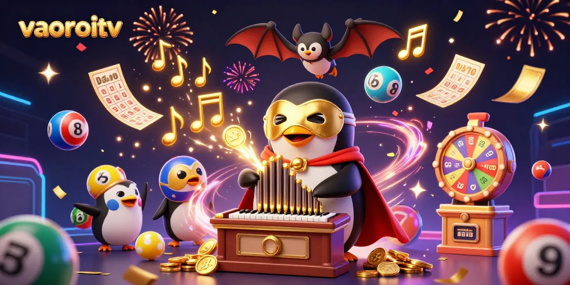 Celebrate giant wins with vaoroitv as the 3D phantom penguin leads a magical gaming scene.