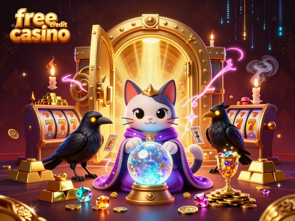 Engage in the exciting world of free credit casinos with colorful characters and dynamic treasure elements.