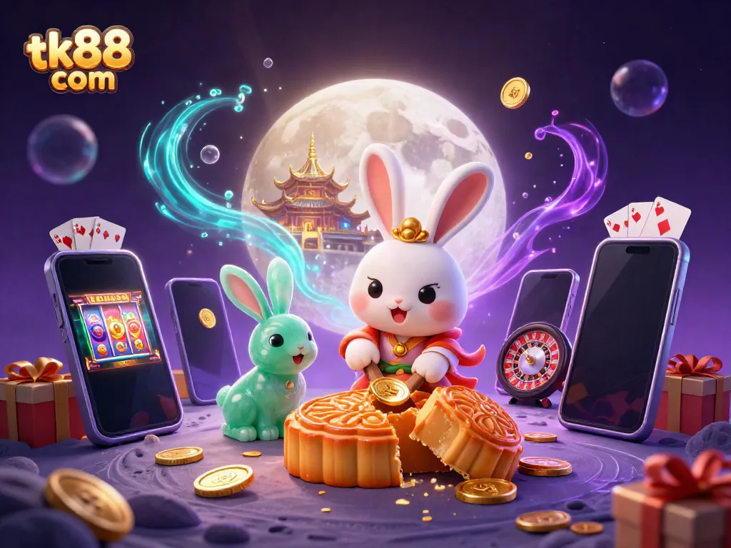 Engage in thrilling gameplay at tk88 com with a vibrant 3D illustration showcasing exciting casino elements.