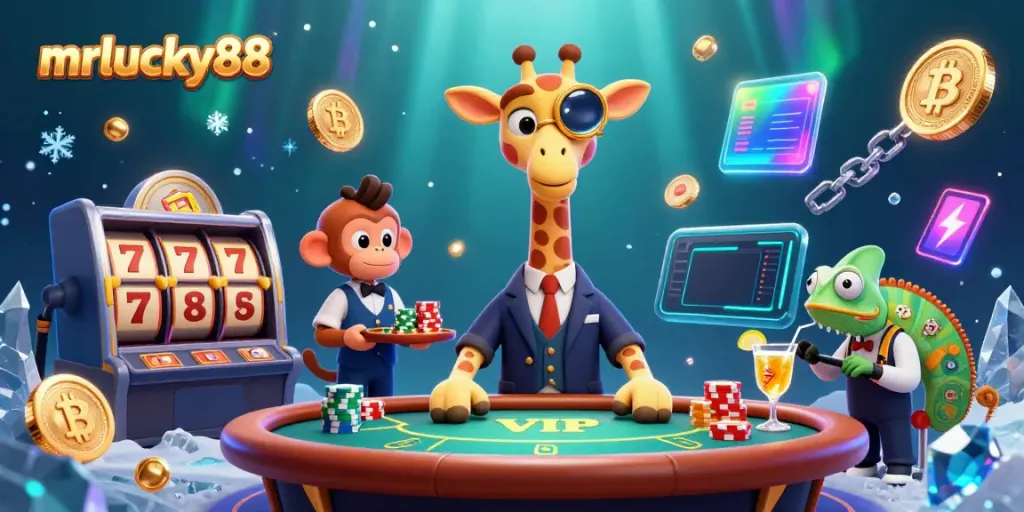 Experience exciting gameplay at mrlucky88 with vibrant elements like slots, chips, and cocktails.