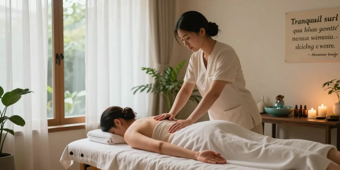 Experience a rejuvenating 부평출장안마 session in a calming massage therapy studio, featuring a therapist at work amidst soothing elements.