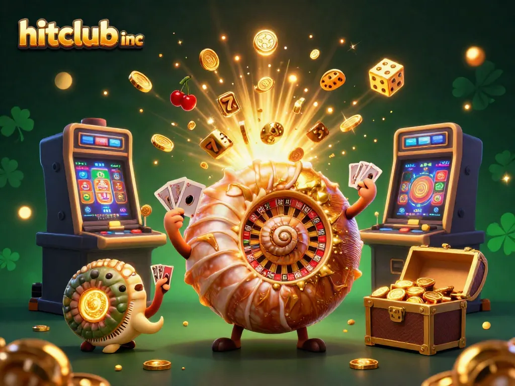 Experience the excitement of hitclub inc with a vibrant 3D casino scene full of games and treasures.