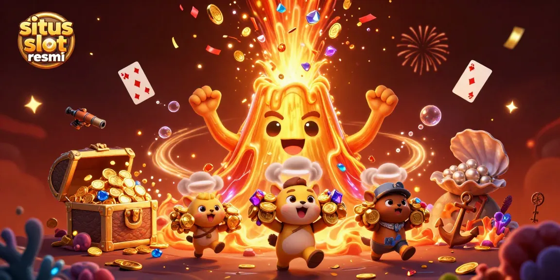 Experience situs slot resmi with a vibrant, treasure-filled 3D casino scene showcasing endless winning potential.